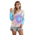 contrast color autumn and winter new tie-dye hooded long-sleeved top NSMDS53540