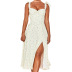 Fashion V-neck Sling Lace-up Halter Floral Split Base Dress  NSHHF53621