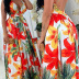 Bohemian floral V-neck sling halter big swing long dress  NSHHF53628