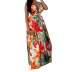 Bohemian floral V-neck sling halter big swing long dress  NSHHF53628