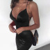 sexy v-neck low-cut sling solid color bag hip dress NSHHF53636