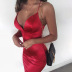 sexy v-neck low-cut sling solid color bag hip dress NSHHF53636