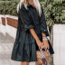 casual loose solid color long-sleeved button shirt dress NSHHF53639