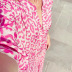 V-neck long-sleeved loose pink leopard print long dress NSHHF53642