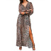 chiffon temperament sunscreen leopard print beach split long dress   NSHHF53644