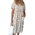Sexy Polka Dot Print Pocket Loose Short Sleeve Long Dress NSHHF53653