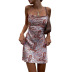 sexy sling print halter cross lace-up short dress NSHHF53656