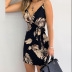 sexy printed sling slim V-neck lace-up short dress  NSHHF53684