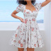 sexy low-cut collar square halter short-sleeved floral dress  NSHHF53690