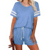 spring and summer new solid color round neck short sleeve drawstring set NSHHF53695