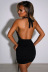 solid color cross hanging neck halter sexy fold bag hip dress NSHAO53730