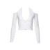 spring new white long-sleeved slim V-neck sexy strapless hanging neck T-shirt NSHAO53732