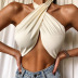 Solid Color Hanging Neck Halter Sexy Cross Wrapped Chest Camisole NSHAO53747