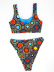 beach retro printed split bikini swimwear NSLUT53945