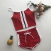red sling zipper split bikini swimsuit  NSLUT53932