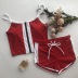 red sling zipper split bikini swimsuit  NSLUT53932