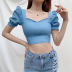 new summer casual retro square neck short-sleeved blouse NSLQ53899