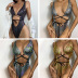 Backless Sleeveless Snake Pattern Leather Lace-Up One-Piece Swimsuit NSDYS53994