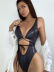 Backless Sleeveless Snake Pattern Leather Lace-Up One-Piece Swimsuit NSDYS53994