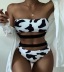 Sexy Backless Hollow Cow Print Split Swimsuit NSDYS53998