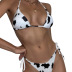 Cow Pattern Halter Lace Split Bikini Swimsuit NSDYS54000