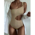 solid color waist hollow one-shoulder one-piece swimsuit  NSDYS54001