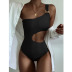 solid color waist hollow one-shoulder one-piece swimsuit  NSDYS54001