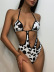cow pattern irregular backless lace-up one-piece swimsuit  NSDYS53999