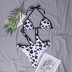 cow pattern irregular backless lace-up one-piece swimsuit  NSDYS53999