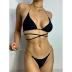 bikini de encaje de cadena negra bikini sin espalda traje de baño NSDYS54008