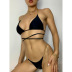 bikini de encaje de cadena negra bikini sin espalda traje de baño NSDYS54008