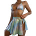 new gradient halter lace-up three-piece bikini swimsuit  NSDYS54011