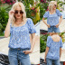 Summer new style square neck pullover casual halter short-sleeved T-shirt NSLM54034