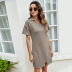 Summer new lapel short-sleeved waist slim short skirt  NSLM54042