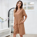 Summer leisure and comfortable ladies two-piece loose short-sleeved shorts suit V-neck top wide-leg shorts suit NSLM54049