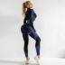 seamless long-sleeved knitted hip-lifting elastic sports set NSZJZ54055