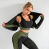 seamless vest long-sleeved tops knitted hip-lifting elastic pants & fitness jacket three-piece set NSZJZ54056