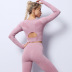 solid color seamless knitted long-sleeved tops & pants fitness suit NSZJZ54057