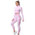 seamless knitted zipper tops solid color high elastic pants fitness suit NSZJZ54065