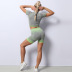Beauty back short-sleeved striped seamless shorts fitness set NSZJZ54085