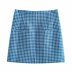 wholesale new high-waist A-line blue plaid skirt  NSAM54103