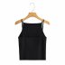 wholesale black stretch knit one-neck sleeveless vest NSAM54121