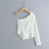 new wholesale spring white one-shoulder T-shirt NSAM54138