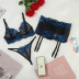Three-point breasted lace perspective sexy lingerie set NSMAL54234
