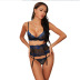 Three-point breasted lace perspective sexy lingerie set NSMAL54234