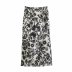 casual pleated design thin print split long skirt  NSAM54277