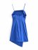 fold decoration blue slim splicing irregular sling mini dress NSAM54280
