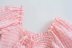 pink plaid drawstring lace-up high waist holiday long dress  NSAM54284