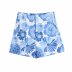 flower print high waist pockets Bermuda shorts  NSAM54293