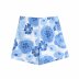 flower print high waist pockets Bermuda shorts  NSAM54293